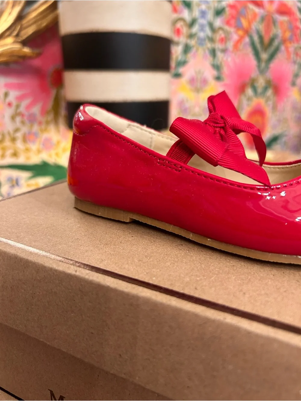 L'Amour Red Patent Bow Mary Jane Toddler Shoe